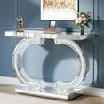 thumbnail image 2 of Tribesigns Mirrored Console Table, Modern Silver Entryway Table with Sparkling Crystal Inlays, 2 of 7