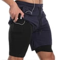thumbnail image 1 of Men's 2 in 1 Sports Quick Dry Workout Running Shorts Lightweight Athletic Gym Shorts with Compression Liner - Navy Blue, 1 of 5