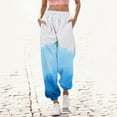 thumbnail image 2 of QATAINLAV Baggy Sweatpants for Women Casual Cinch Bottom Trousers Trendy Gradient Print Joggers Pants Drawstring High Waist Sweat Pant with Pockets Today's Sales Blue L, 2 of 6