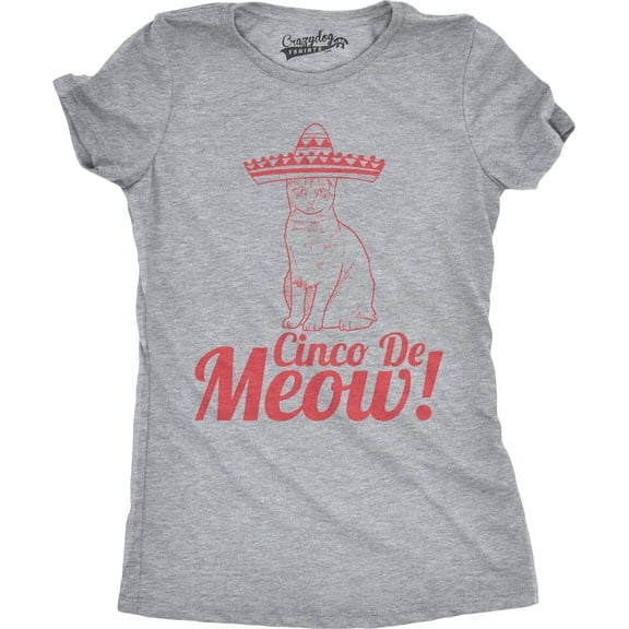 Womens Cinco De Meow T Shirt Funny Cat May 5 Mexico Sombrero Tequila Tee Womens Graphic Tees
