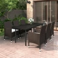 thumbnail image 1 of vidaXL 7 Piece Garden Dining Set with Cushions Poly Rattan and Glass, 1 of 4