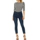 thumbnail image 2 of Camiseta básica de ajuste slim con cuello redondo y mangas de codo para mujer INSPIRE CHIC, estampada, 2XL, negra con rayas verticales, 2 of 6