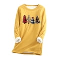 thumbnail image 3 of Jinhomg Holiday Fleece Lined Sweatshirt for Women Christmas Cute Plaid Tree Loungewear Winter Soft Comfy Long Sleeve Crewneck Tunic Tops Summer Saving Yellow XXXXL, 3 of 7