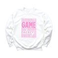thumbnail image 2 of Game Day Sweatshirt for Women Striped Distressed Football Crewneck, Pink on White Sweatshirt, S, 2 of 8