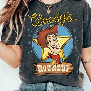 Disney Pixar Toy Story Cowboy Woody's Round Up Retro Shirt, Woody Jessie Tee, WDW Magic Kingdom Family Vacation Holiday Gift