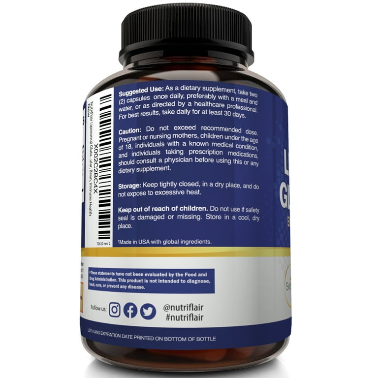 what's the best liposomal glutathione NutriFlair Liposomal Glutathione Supplement Antioxidant Detox Immune  Support 60 Vegetable Capsules