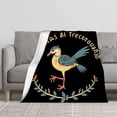 thumbnail image 2 of Whimsical Flannel Blanket - Soft Cozy Durable Design with Artistic Bird & Leaf Wreath Pattern for Sofa Travel Bed Chair, 2 of 7