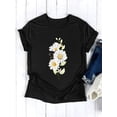 thumbnail image 3 of QAFOPEH Womens Daisy Print T-Shirt Graphic Tee Short Sleeve Crewneck Pullover Top, 3 of 6