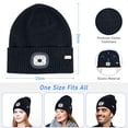 thumbnail image 4 of Gorro de punto con linterna frontal LED, 34 LED, color negro [Clase energética A+++], regalo de Navidad para hombre, gorro de punto para correr recargable con 6 LED, cálido gorro de invierno, unisex,, 4 of 5