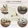 thumbnail image 3 of Single Sofa Armchair — Upholstered Lounge Seat with Removable Pillow and Sturdy Wood Legs, Beige, 3 of 9