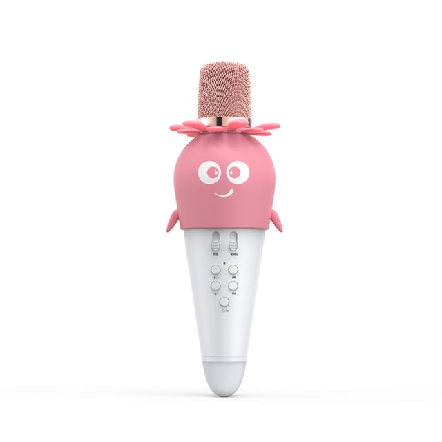 yeacher Pink Wireless Bluetooth Microphone with LED Lights, 1800mAh Battery, Echo Effect, and 7-Color Display for Home Entertainment