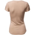thumbnail image 2 of FashionOutfit Women's Short Sleeve Decorative Button Epaulet Pocket V Neck T Shirt Tops, 2 of 4