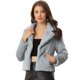 thumbnail image 1 of Abrigo mullido de piel sintética con solapa de muesca y chaqueta recortada para mujer Otoño Invierno Gris XS, 1 of 6