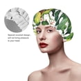 thumbnail image 4 of Easygdp Watercolor Green Tropical Shower Caps for Women, Double Waterproof Layers Shower Cap, Quick Drying Bath Hair Cap Reusable, 4 of 9