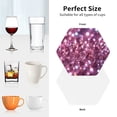 thumbnail image 6 of Glitter Sparkles Shimmer Set of 6 Faux Leather 4 Inch Coasters Drinks Tabletop Home Dinning Hexagon, 6 of 6