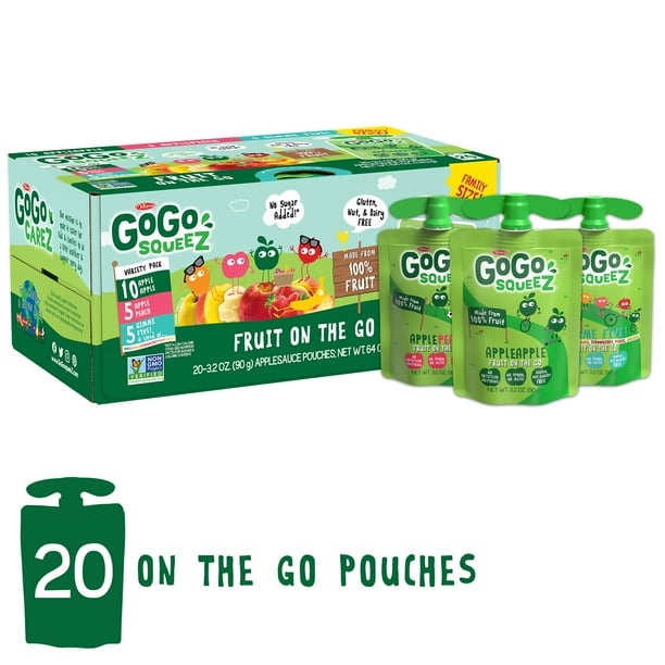 Gogo Squeez Fruit On The Go Apple Apple Apple Peach Amp Gimme Five Pack Walmart Com Walmart Com
