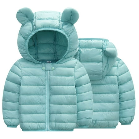 

EHTMSAK Infant Baby Boy Girl s Fall Winter Padded Coat Toddler Child Ears Long Sleeve Outerwear Hooded Zip Up Puffer Jacket Green 6M-3Y 80