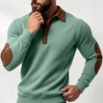 thumbnail image 5 of TOUMENY Men Sweater Button Down Long Sleeve Solid Collared Slim Tops Fall Winter Casual Vintage Fashion Pullover Mint Green XXXXL, 5 of 7