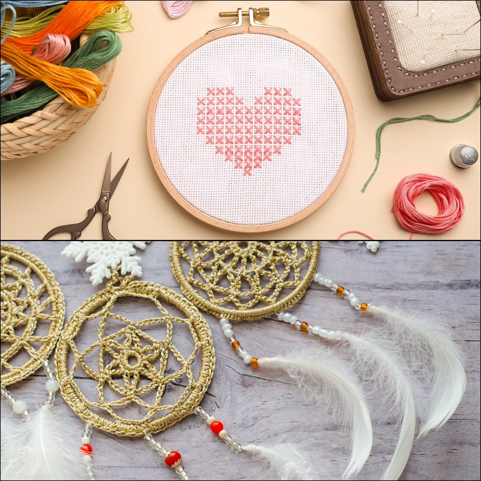 Uxcell 12 Pcs 5" Embroidery Hoops Adjustable Round Bamboo Circle Cross Stitch Hoop Ring for Art Craft Handy Sewing Needlework DIY Decoration