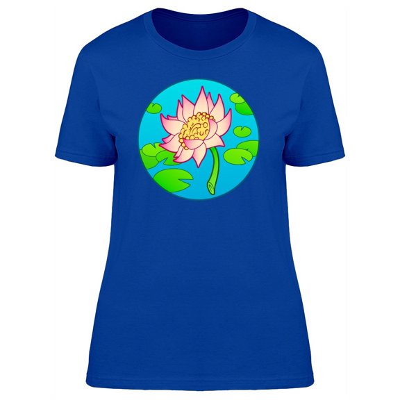 Cool Lotus Flower Cartoon T-Shirt Women -Image by Shutterstock, Female Medium