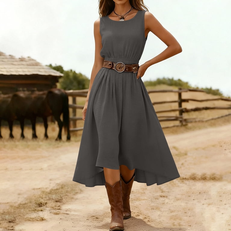 flared swing dress Women Sleeveless Knee Length Retro A Line Flared Swing Formal Prom Party  Dress Womens Summer Wrap Dresses Sunday Dress for Women Woman Summer  Dresses