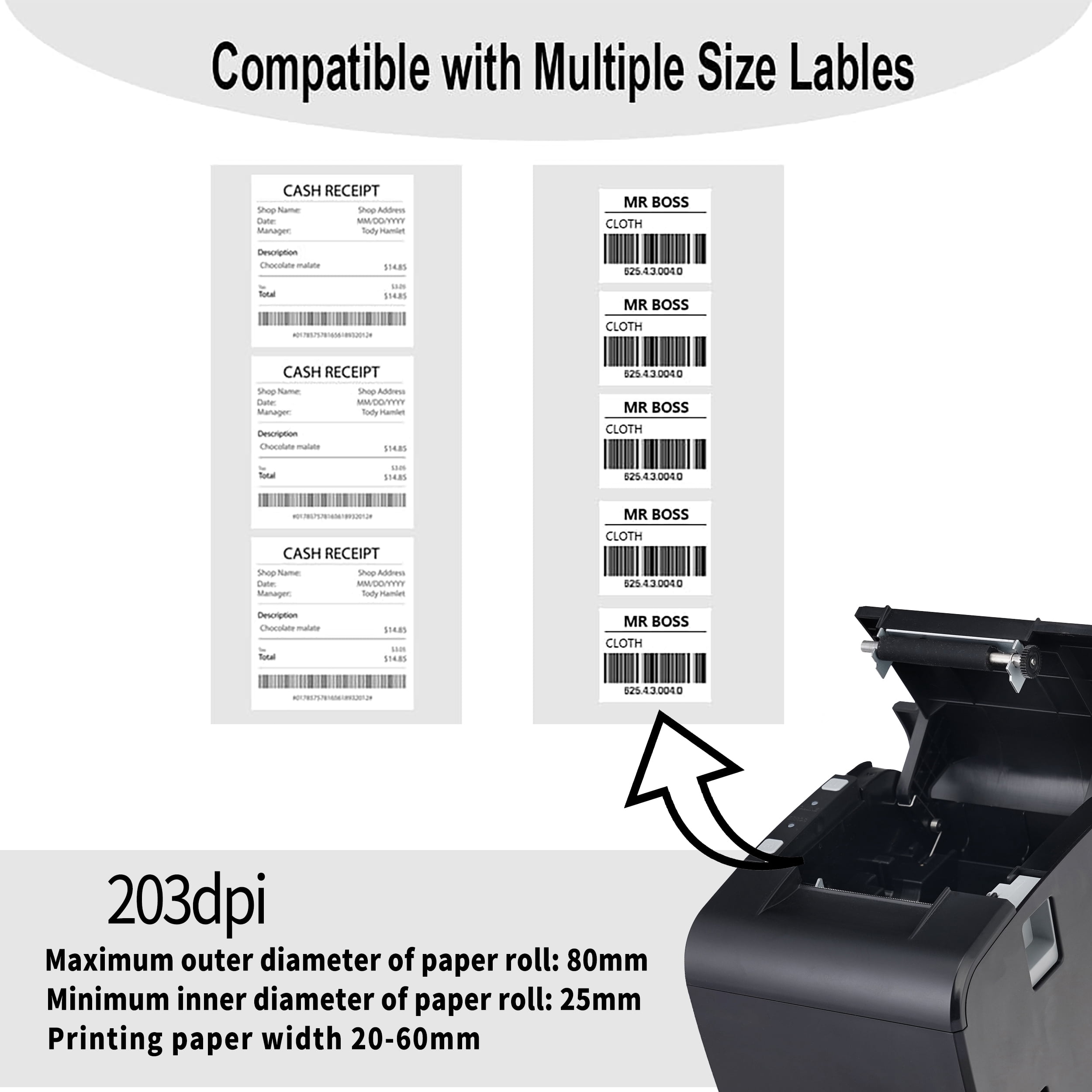 2" Bluetooth Thermal Label Printer Coffee stickers, price tags,Address, Logo, Clothing, Sticker Printer for Phones & PC