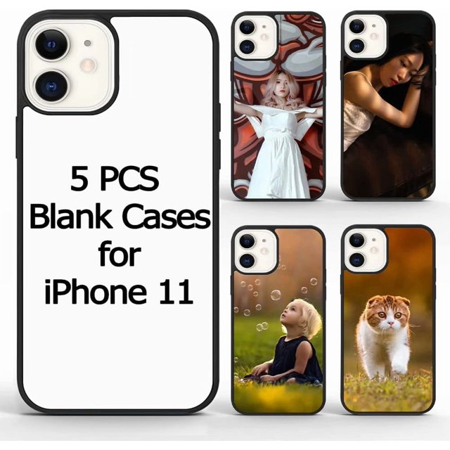 5 PCS Sublimation Blanks Phone Case for iPhone 11 Blank Printable Custom Phone Case Soft TPU + Hard PC Anti-Slip