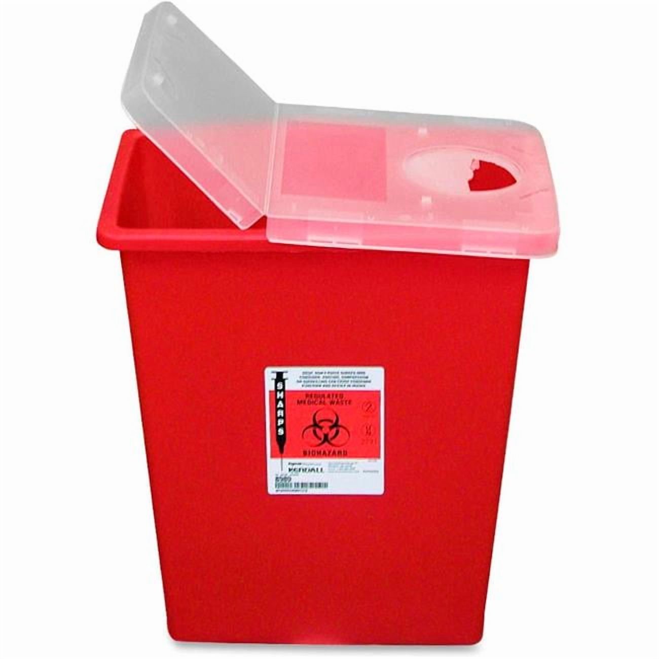 Covidien B170810 Biohazard Sharps Container with Hinged Lid - 8 gal Capacity - Red