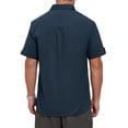 thumbnail image 3 of INSPIRE CHIC Men's Fishing Shirt Summer Short Sleeve Solid Hiking Cargo Shirts S Navy Blue, 3 of 5
