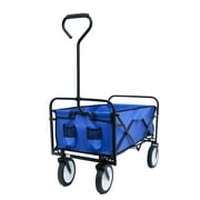 Camping Wagon Collapsible Beach Trolley 、Folding Trolley  Utility Garden Yard  Picnic Shopping Festival  Pull Along with Cart，Blue