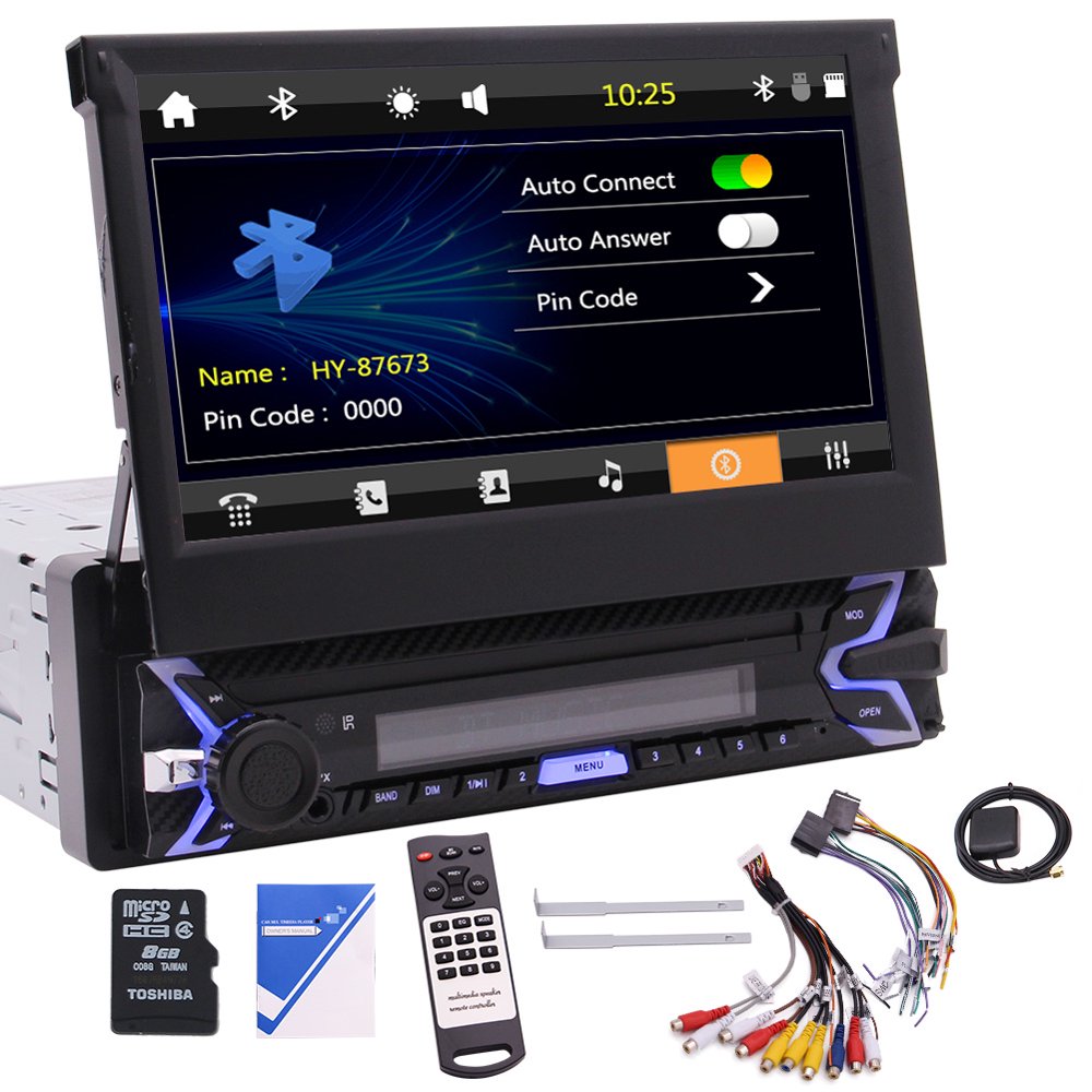 Single Din Car Stereo Receiver 7" Touch Screen GPS Navigation inDash