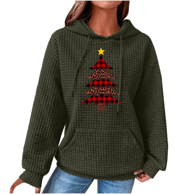 TopLLCs Costumes de Noël en Liquidation, Chandail en Molleton Décontracté à Manches Longues et Col Rond Imprimé pour Femmes, Blouse à Enfiler/vert, (TG)