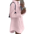thumbnail image 6 of APEXFWDT Women's Oversized Boyfriend Shirt Casual Button Down Loose Long Sleeve Shirt Mini Dresses Tunic Top,XL,Pink, 6 of 6
