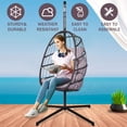 thumbnail image 3 of uhomepro Outdoor Hanging Egg Swing Chair with Cushion and Stand, Backyard Patio Indoor Hanging Egg Chair with Steel Frame, Headrest Pillow, Gray, 3 of 12