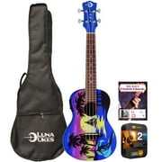 Luna UKE KAUWELA C EL Kauwela Summer Concert Ukulele with Preamp and Gigbag Bundle with Mel Bay Ukulele Chord Book with Online Video Instruction and Premium 2 YR CPS Enhanced Protection Pack