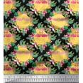 thumbnail image 2 of Soimoi Black Cotton Cambric Fabric Flamingo & Bird Print Fabric by the Yard 58 Inch Wide, 2 of 3