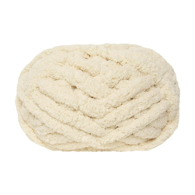 Tnarru Chunky Wool Yarn Jumbo Yarn Washable Hand Knitting DIY Weight Yarn Bulky Yarn for Tapestry Bed Fence Throw Rug Making Beige