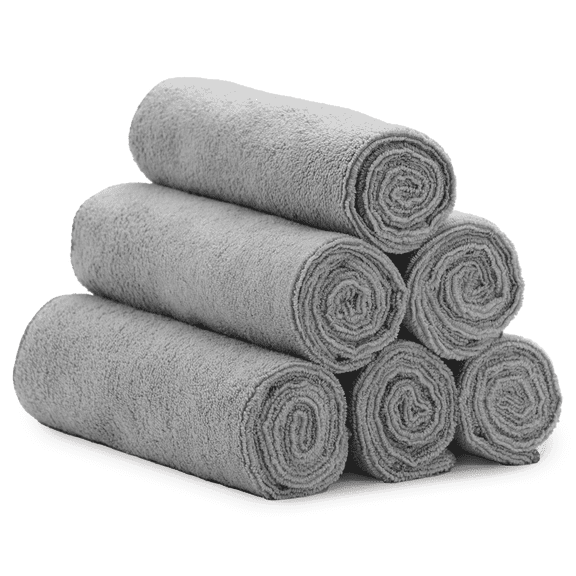 S&T INC. Microfiber Gym Towels, Yoga Towel for Home and Gym Bag, 16 inch x 27 inch, 6 pack, Dark Grey