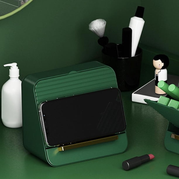 Caja de almacenamiento moderna para pintalabios, 12 ranuras, tapa de gran capacidad, estuche para pintalabios, organizador de maquillaje, encimera de verde Soledad Vitrinas cosméticas