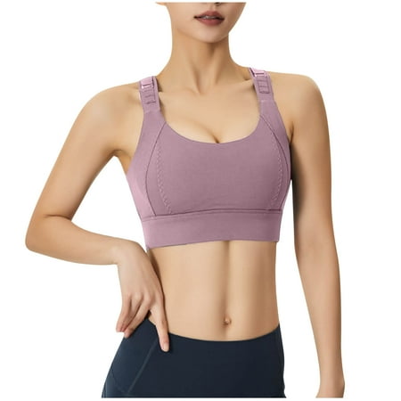ATOYSOY Women s Everyday Bra Sports Bra Yoga Running Activewear Slim Basic Tank Tops Clearance Bralette Solid Color Underwear Teens Push Up Comfort Bra Breathable Purple XL
