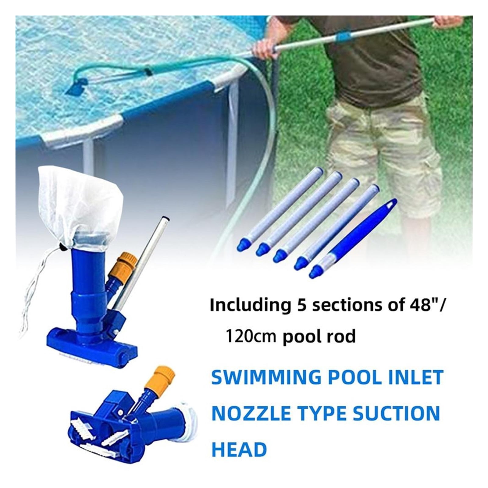 Swimming Pool Vacuum Cleaner Floating Objects Cleaning Set With Brush Bag Vac Suction Head Pool Fountain Vacuum Brush Cleane ,Great Suction Power