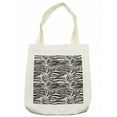 thumbnail image 1 of Zebra Print Tote Bag, Striped Zebra Animal Print Nature Wildlife Inspired Simplistic Illustration, Cloth Linen Reusable Bag for Shopping Books Beach and More, 16.5" X 14", Cream, by Ambesonne, 1 of 2