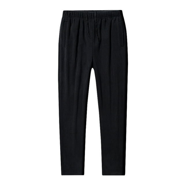 Ceisia Men's All-Season Fleece Thick Warm Gift Pants - Solid Color Straight Leg Elastic Waist Drawstring Pocket Pants