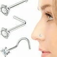 thumbnail image 5 of TELOLY Designice 15 Pcs Nose Rings L Shaped Cubic Zirconia Nose Studs Set 20G Nose Piercing Jewelry, 5 of 8