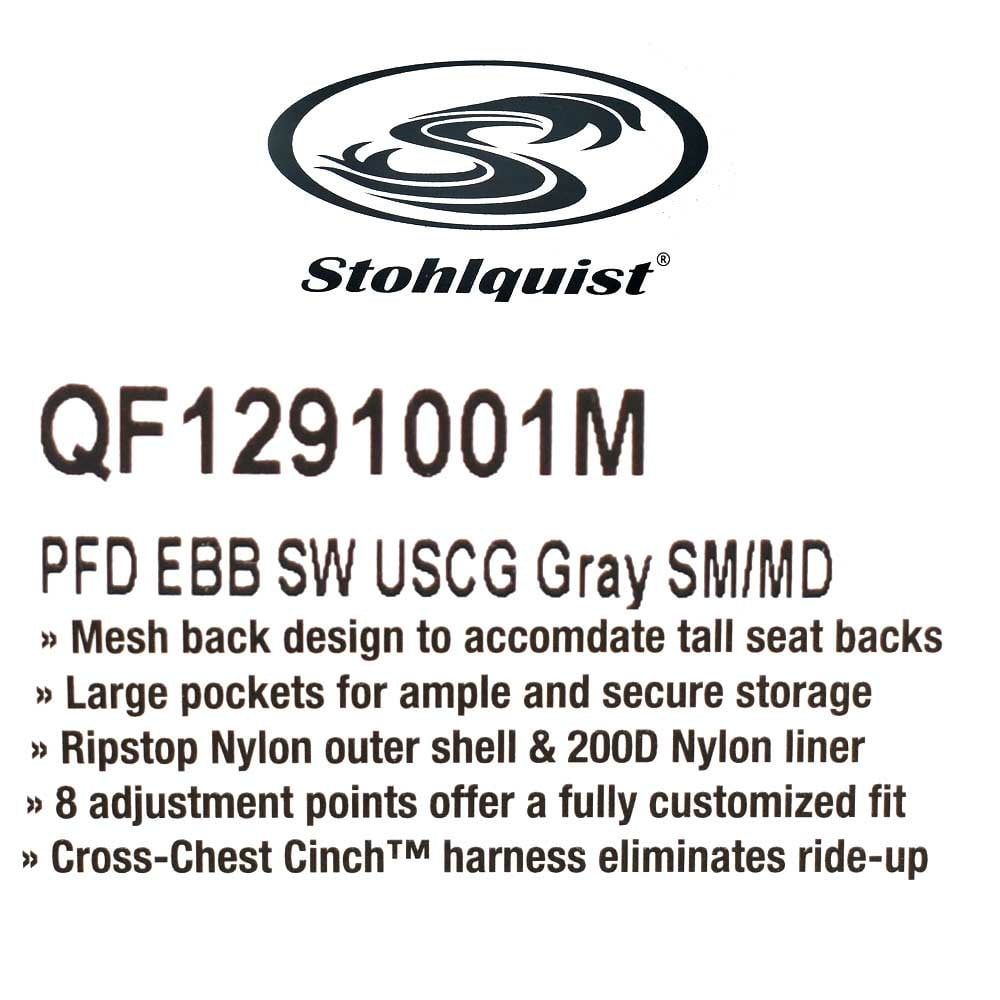 Stohlquist Boat Life Jacket QF1291001M | Gray Adult Small / Medium