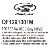Stohlquist Boat Life Jacket QF1291001M | Gray Adult Small / Medium