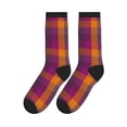 thumbnail image 5 of Crew Socks for Women Men, Purple Yellow Buffalo Plaid  Moisture Running Athletic Football Striped Socks Cushion Tube Socks, 5 of 7