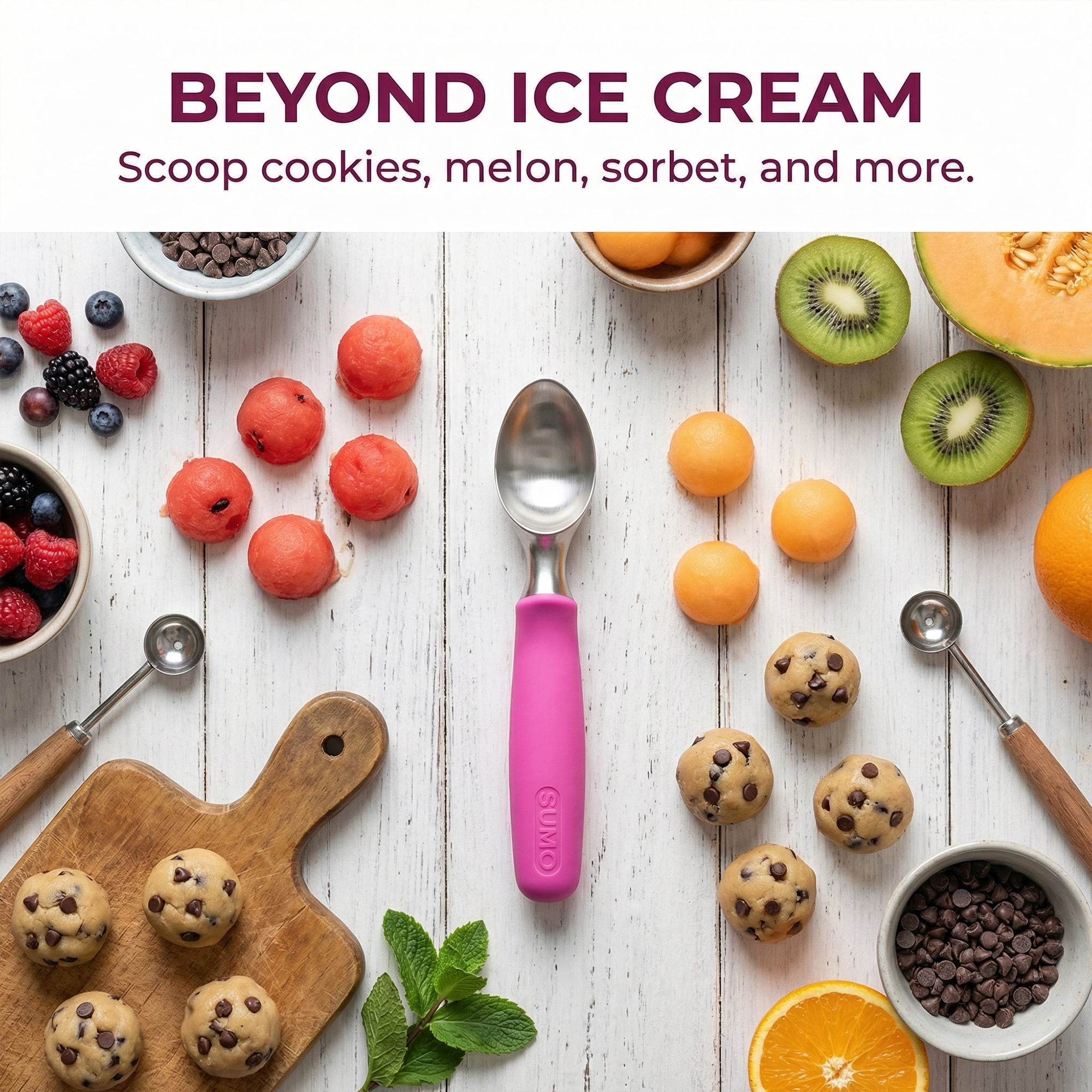 Unique Bargains Stainless Steel Ice Cream Scoop for Easy Use and Clean Pink 8.9in