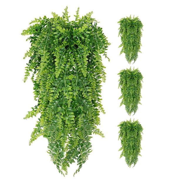 4 piezas de plantas de simulación realistas de vid para decoración de jardín, colgantes de pared, vid artificial de vegetación falsa