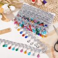 thumbnail image 2 of 9.8Yard Hanging Beads Fringe Lace 1-7/8inch Wide Rhinestone Braided Ribbons Silver Sequins Ribbon with Colorful Rhinestone Fringe Trim, 2 of 9